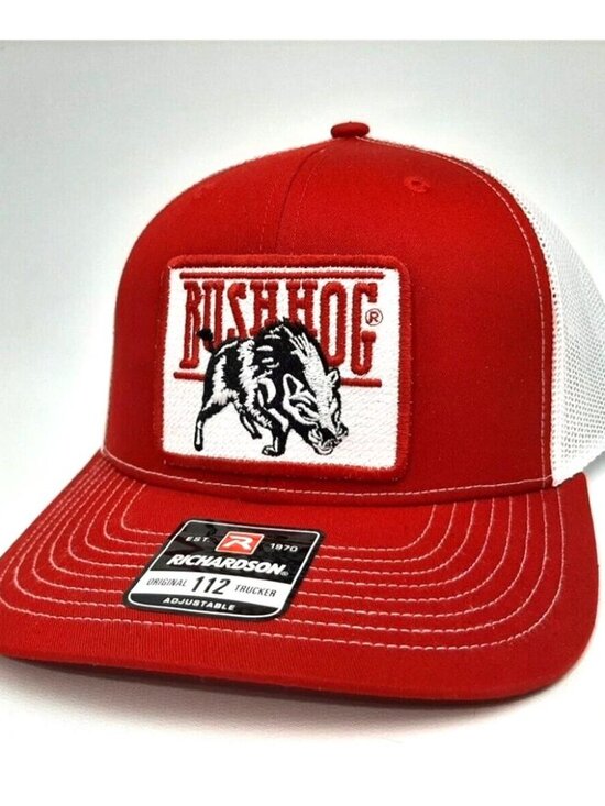 NWT Bush Hog Custom Embroidered Patch Richardson 112 Trucker Hat Red Snapback main image 4
